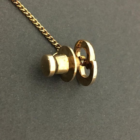 Christian Dior CD Logo Gold Tone Tie Tack Pin /5Q1403 - Picture 7 of 8